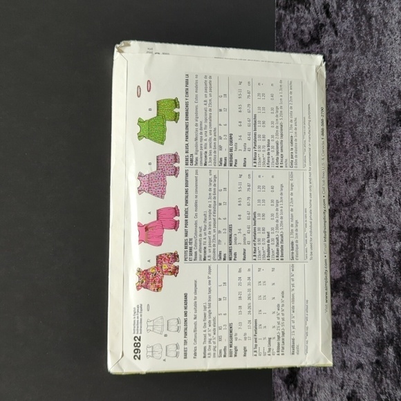 Simplicity 2982 Uncut Girl's Top & Bloomers Sewing Pattern Size A (XXS-L) - Picture 2 of 3